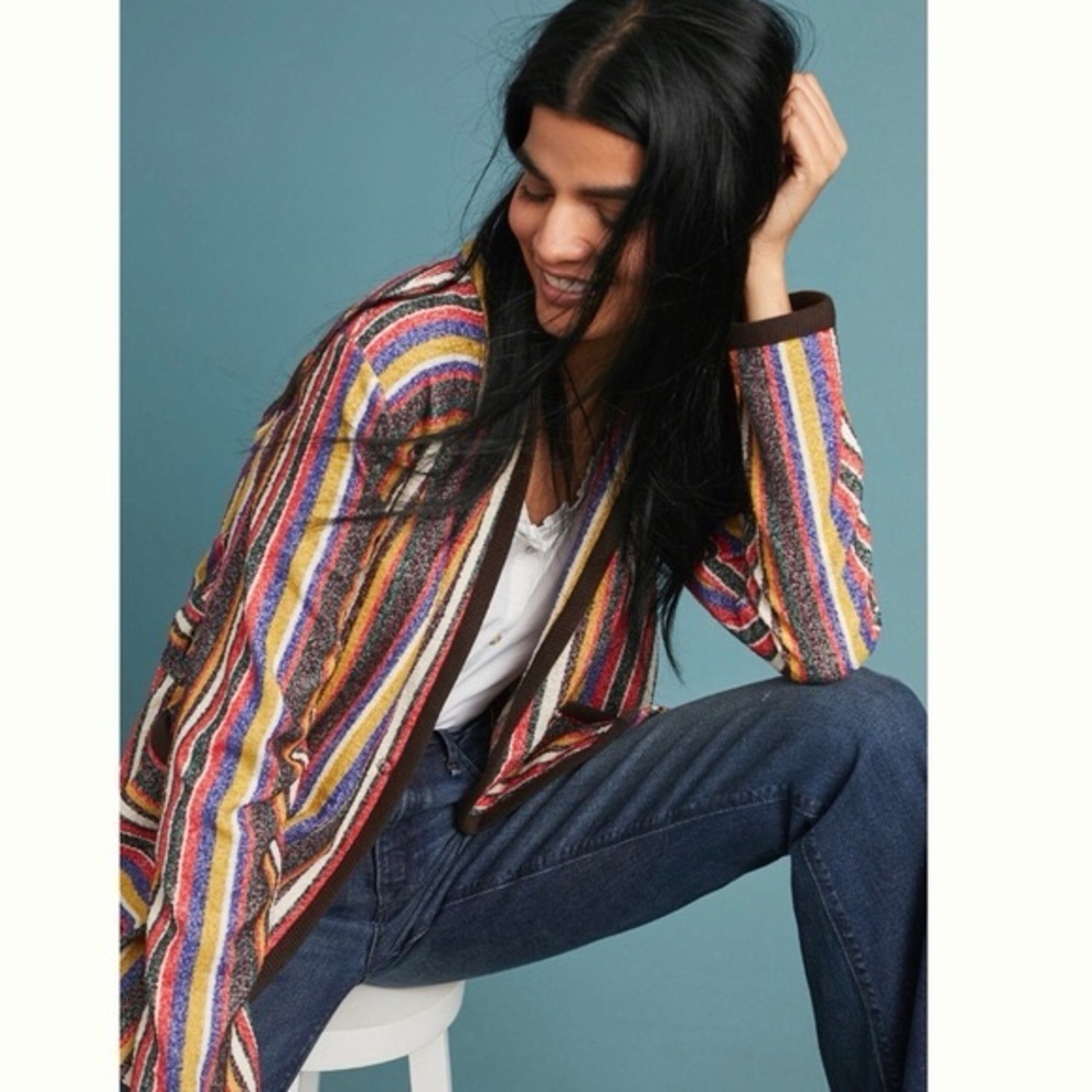 Anthropologie Akemi + Kin Mansoura Multicolor Striped Wrap Jacket (Missing Tie)